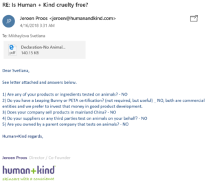 Human + Kind is a cruelty free brand, they do not test on animals (available on Amazon). | Ethical Bunny's guide to cruelty free and vegan skincare, makeup, haircare, bodycare, personal care and other beauty and household products. Complete database list of natural, clean, green, non-toxic, plastic free, eco friendly options.
