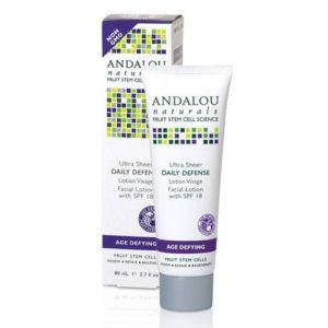 Andalou Naturals daily defense moisturizer. Suitable for sensitive, combination, oily or acne prone skin. Organic, clean, green, non-toxic. | Ethical Bunny's guide to cruelty free and vegan skincare, makeup, haircare, bodycare, personal care, fragrance, beauty and household. Ulta, Amazon, drugstore & Sephora ultimate shopping guide, best of beauty award winners, sales and discounts.