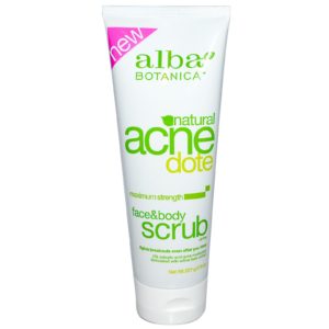 Alba Botanica acne dote scrub. | Ethical Bunny's guide to cruelty free and vegan skincare, makeup, haircare, bodycare, personal care, fragrance and other beauty. Complete database list of natural, clean, green, non-toxic, organic options. Drugstore, luxury, high end, indie.