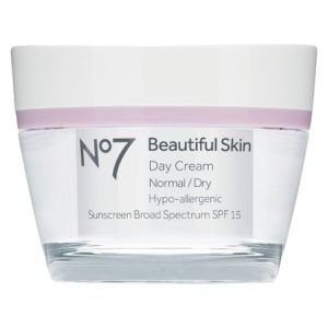 No 7 Beautiful Skin SPF 15. | Ethical Bunny's guide to cruelty free and vegan skincare, makeup, haircare, bodycare, personal care, fragrance and other beauty. Complete database list of natural, clean, green, non-toxic, organic options. Drugstore, luxury, high end, indie.