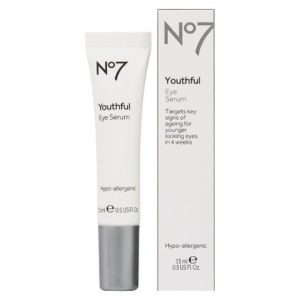 No 7 Youthful eye cream. | Ethical Bunny's guide to cruelty free and vegan skincare, makeup, haircare, bodycare, personal care, fragrance and other beauty. Complete database list of natural, clean, green, non-toxic, organic options. Drugstore, luxury, high end, indie.